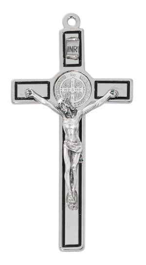 4.75" ALL SILVER ST. BENEDICT CROSS BOXED