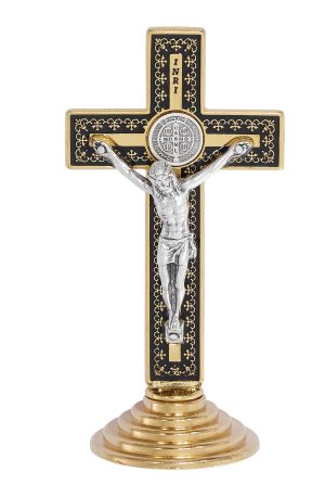 3.5" GOLD & BLACK ST. BENEDICT STANDING CRUCIFIX