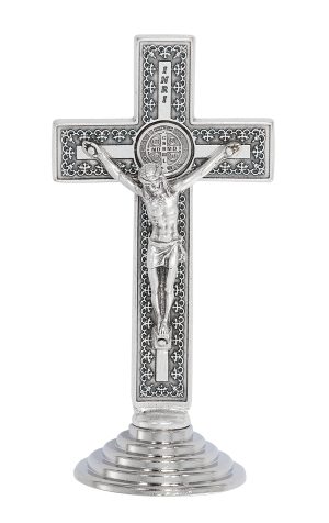 3.5" SILV OX STAN ST. BENEDICT STANDING CRUCIFIX