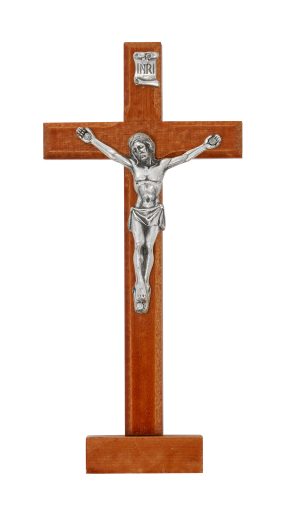 5.5" WOOD STANDING CRUCIFIX BAGGED