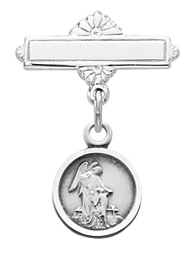 Sterling Guardian Angel Baby Pin Boxed