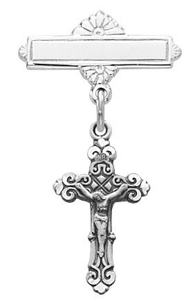 Sterling Crucifix Baby Pin Boxed