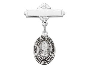 Sterling Guadalupe Baby Pin Boxed