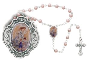 Guardian Angel Box and Pink Rosary