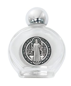 ST. BENEDICT ROUND HOLY WATER BOTTLE