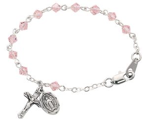 5 1/2in Pink Crystal Baby Bracelet