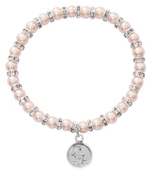 Pink Baby Stretch Bracelet and Pewter Angel Boxed