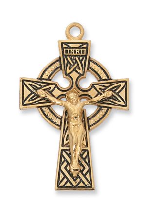 Gold over Sterling Celtic Crucifix Pendant