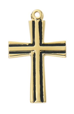 Gold Over Sterling Silver Cross with Black Boxed
