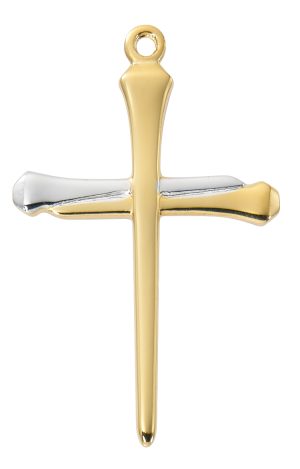 Two-Tone Gold/silver Nail Cross Boxed