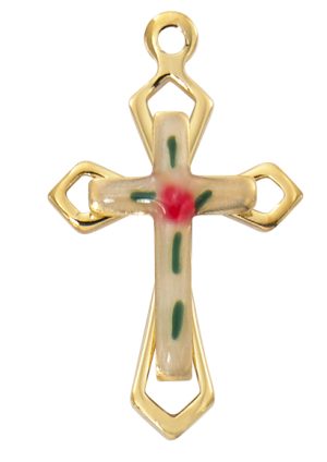 Gold over Sterling Silver Cloisonne Cross Boxed