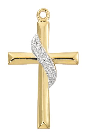 Gold over Sterling Cross with Silver sash
