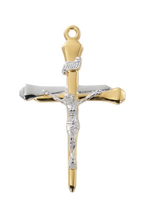Gold over Sterling Silver Two-tone Crucifix boxed