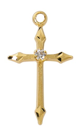 Gold over Sterling Silver small cross boxed