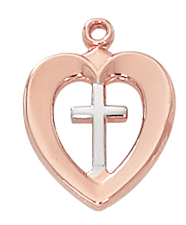 Rose Gold on Sterling Two Tone Cross Boxed