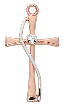 Rose-Gold over Sterling Cross Boxed