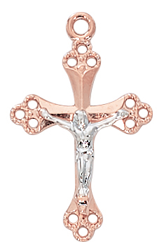 Rose Gold on Sterling Crucifix Boxed