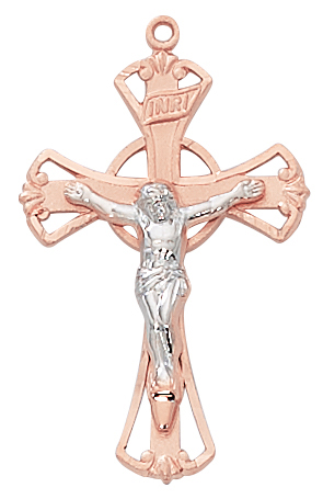 Rose Gold on Sterling Crucifix Boxed