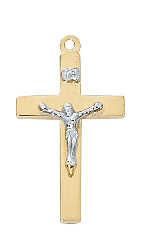 Gold over Sterling Two Tone Crucifix Pendant