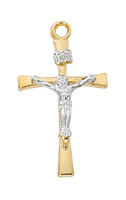 Gold over Sterling Two Tone Crucifix Pendant