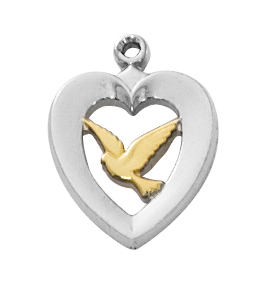 Sterling Silver Heart with Dove Pendant