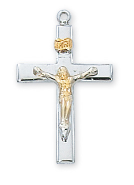 Sterling Silver Two Tone Crucifix Pendant