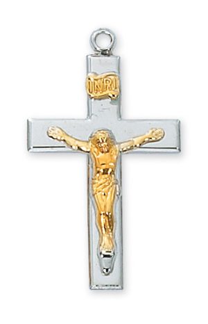 Sterling Silver Two Tone Crucifix Pendant