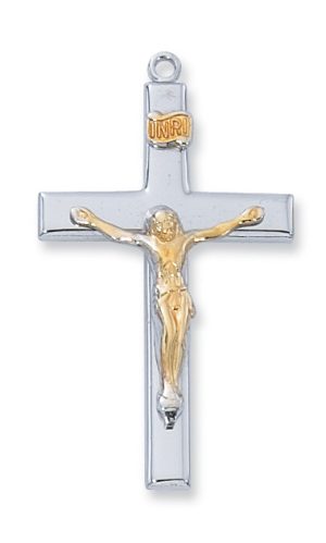 Sterling Silver Two Tone Crucifix Pendant