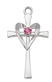 Sterling Silver Heart Cross Pendant