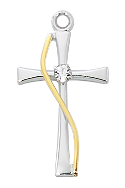 Sterling Two-Tone Cross Pendant Boxed