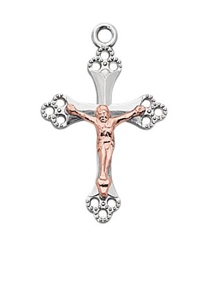 Tu-tone Silver cross with Rose gold Corupus