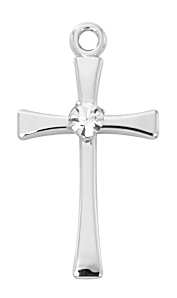 Sterling Silver Cross with Crystal Boxed