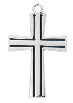 Sterling Silver Large Cross with Black epoxy