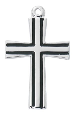 Sterling Silver Cross with Black Boxed
