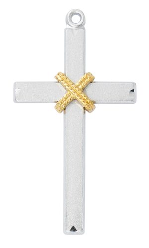 Sterling Silver Cross with Gold rope