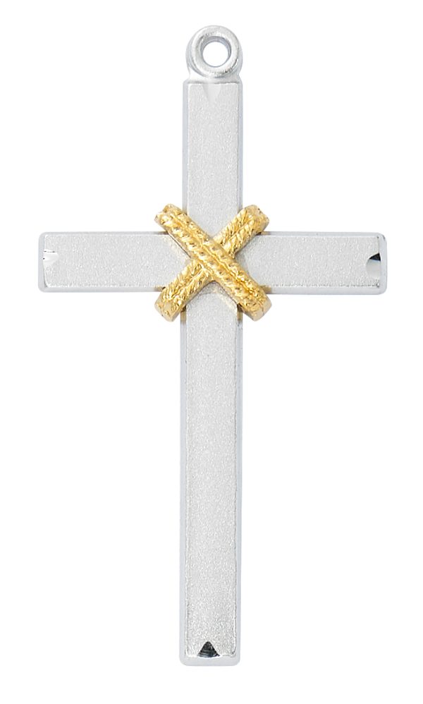 Sterling Silver Cross with Gold rope
