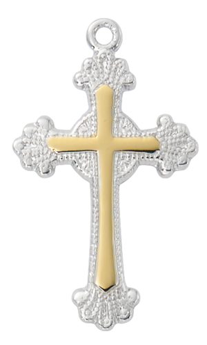 Two-tone Silver with Gold Cross