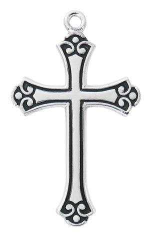 Sterling Silver Cross with Black Boxed