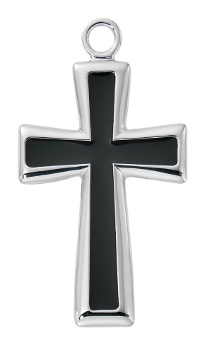 Sterling Silver Cross with Black Boxed