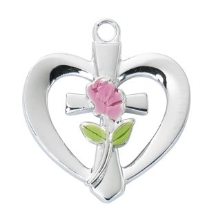 Sterling Silver Heart Cross Pendant Boxed