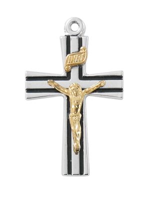 Sterling Silver Two-tone Crucifix Boxed