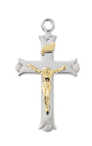 Sterling Silver Two-tone Crucifix Boxed