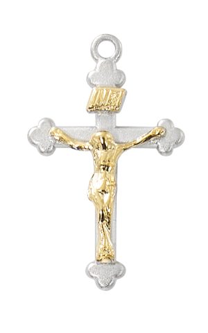 Sterling Silver Two-tone Crucifix Boxed