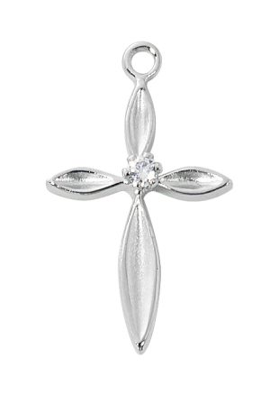 Sterling Silver Cross with stone boxed