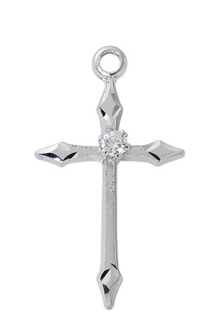 Sterling Silver Cross with stone boxed