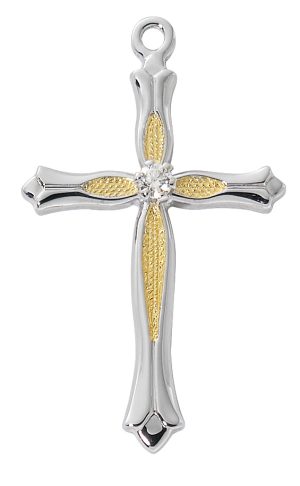 Sterling Silver Cross with stone boxed