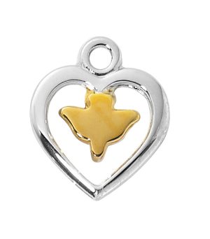 Sterling Silver two-tone heart with Dove boxed