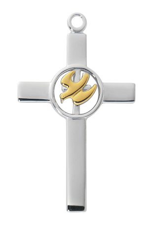 Sterling Silver Cross with Gold Dove boxed