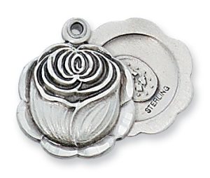 Sterling Silver Miraculous Rosebud Pendant Boxed