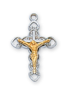 Sterling Silver Two Tone Crucifix Pendant Boxed